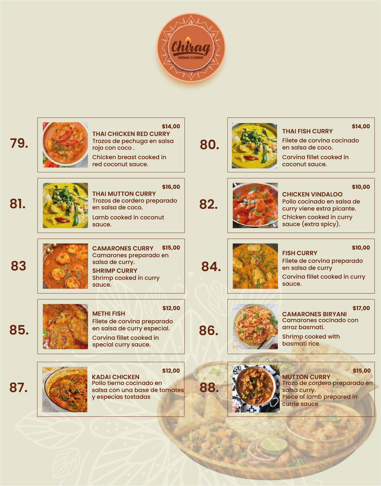 Hoja de Menú 10 - MENU WITH MEAT Part 2