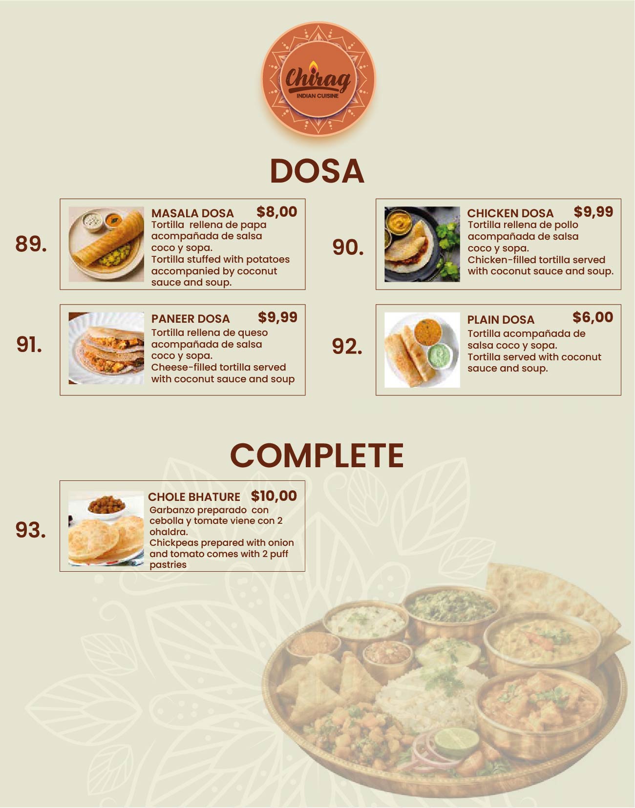 Hoja de Menú 11 - DOSA - COMPLETE