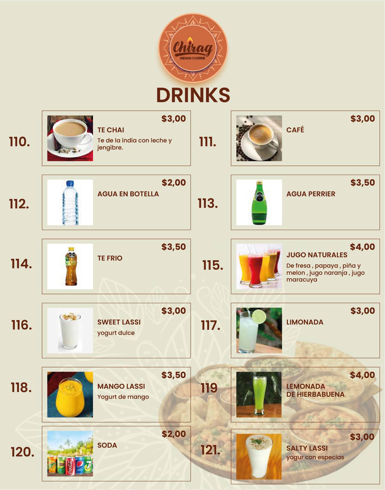 Hoja de Menú 14 - DRINKS